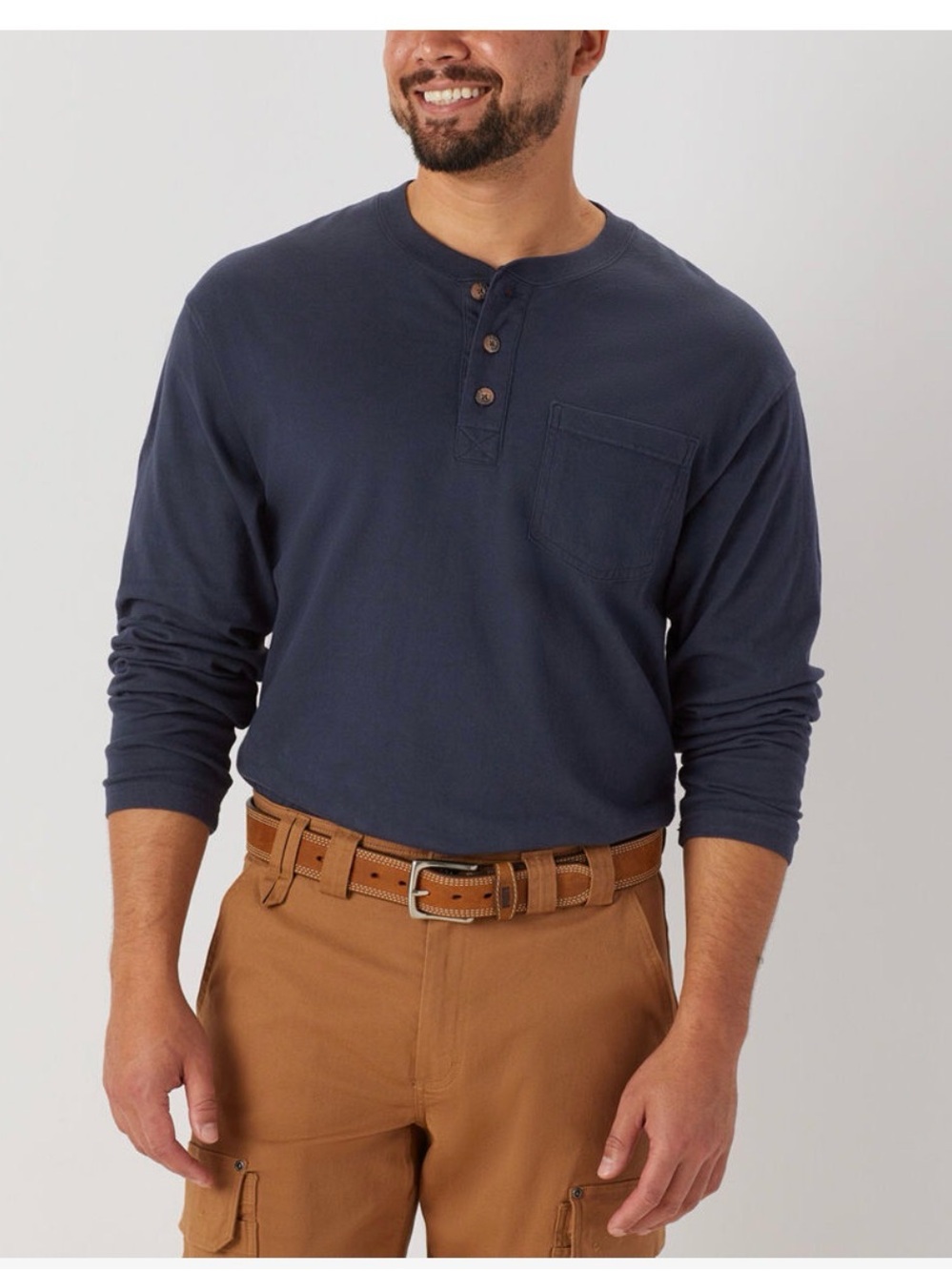 Duluth Trading Co. Longtail Tail Long Sleeve Henley Shirt in Navy NWT